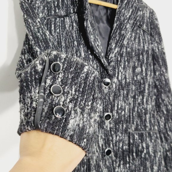 Marble Women's Black White Blazer Wool Cotton Blend Business Casual Size Small - Picture 2 of 8